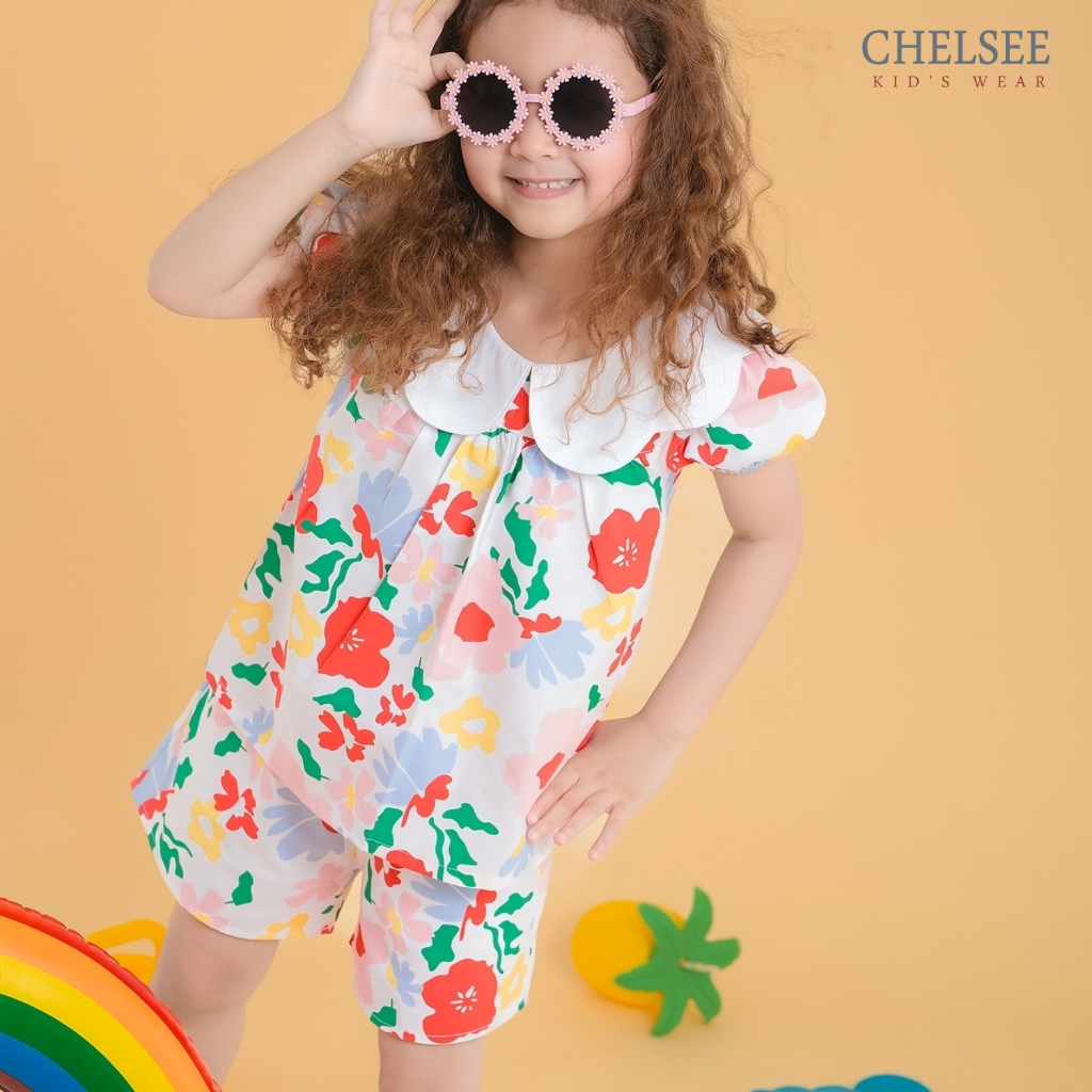 Chelsee กางเกงขาสั้น ลายดอกไม้ ผ้า Woven 100%Cotton อายุ 1.5-10 ปี เด็กผู้หญิง รุ่น 238159