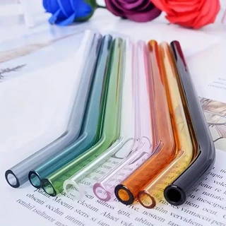 4ชิ้นที่มีสีสันหลอดแก้วและ1ชิ้นแปรง,ทนความร้อนดื่มนํามาใช้ใหม่หลอด,ฤดูร้อน เครื่องดื่ม อุปกรณ์เสริม,เหมาะสําหรับดื่มถ้วย