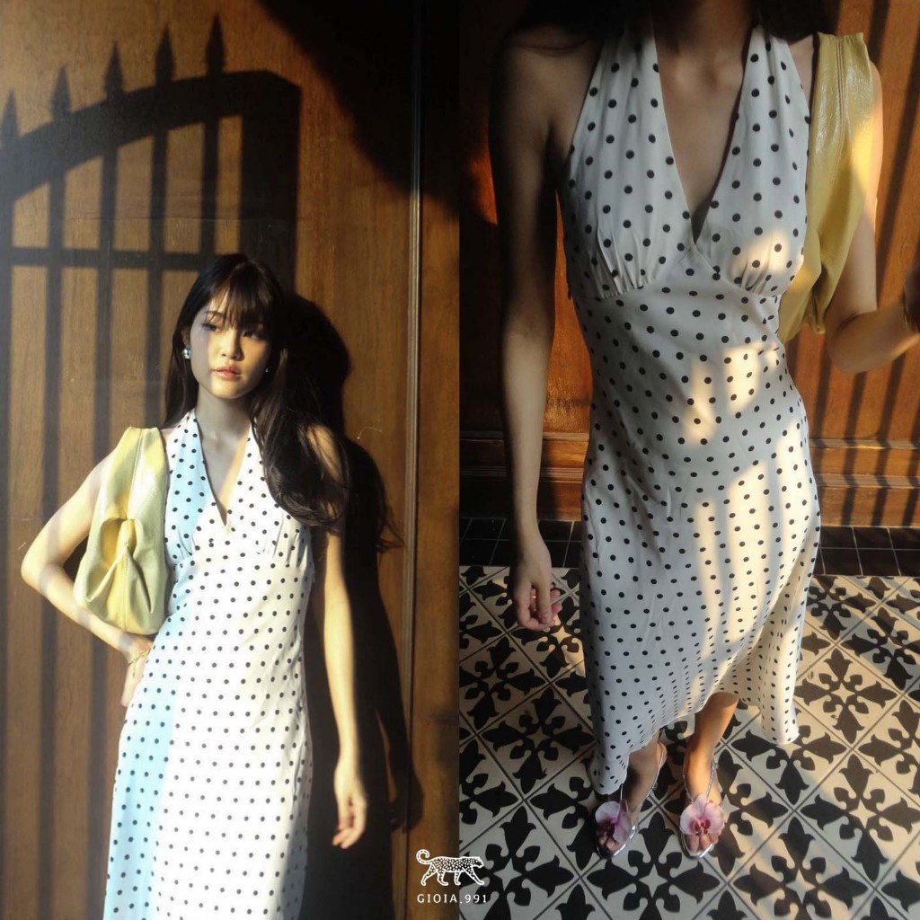 ✨Aiya Polkadot Midi Dress✨เดรสลายจุด ผูกคอ วินเทจ _Gioia.991  ( #gii531 ) ราคา ถูกที่สุด ดีลบีเคเค แกลเลอรีภาพที่ 6