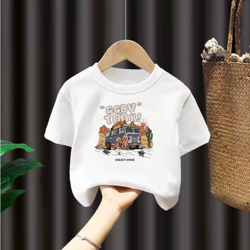 JMS STORE เสื้อเด็กเท่  เสื้อยืดเเขนสั้นชุดเด็ก T-shirt เสื้อลูกสาว แฟชั่นฤดูร้อน  ใส่ได้ทั้ง เด็กชายเด็กหญิง ( NO. R1 )