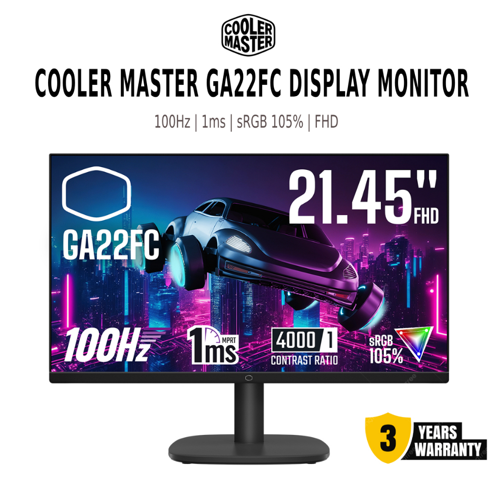 MONITOR (จอมอนิเตอร์) COOLER MASTER GA22FC 21.45 VA FHD 100Hz (3Y)