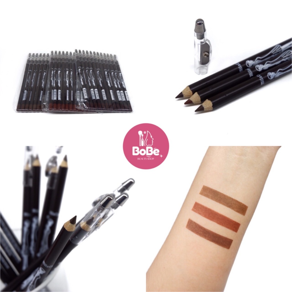 {12แท่ง} Mila Color Waterproof Eyebrow Pencil ดินสอเขียนคิ้วหัวกบ เขียนง่าย สีชัด ติดทนนาน no.MC631