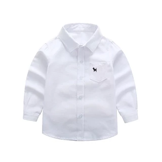 เสื้อเชิ้ตเด็กผู้ชาย เสื้อผ้าเด็ก แขนยาว สีพื้น มีไซส์ 100-170 พร้อมส่ง
