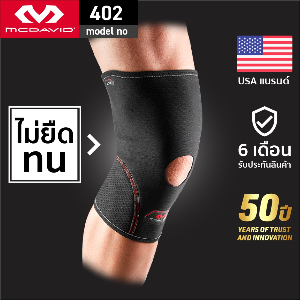 McDavid 402 LEVEL1 ที่รัดเข่าแบบมีรู สนับเข่า พยุงเข่า สายรัดเข่า รัดเข่า ปลอกเข่า Knee Brace Knee S