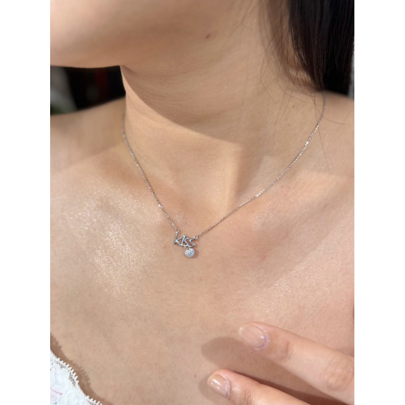 SW04 สร้อยคอเงินแท้ 92.5% จี้kiss ไม่ลอกไม่ดำ ใส่อาบน้ำได้