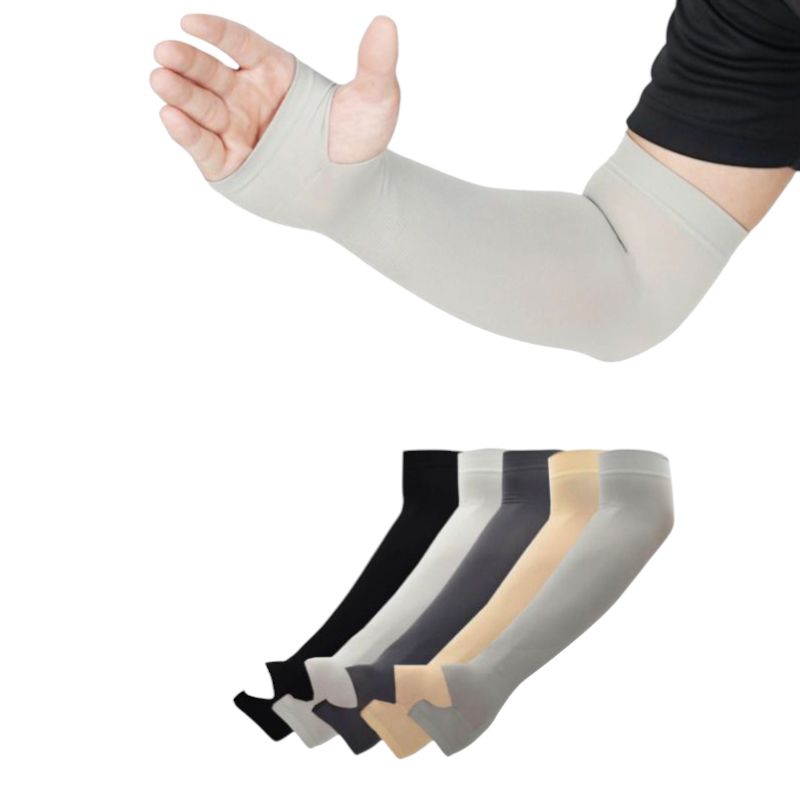 ปลอกแขนพรีเมี่ยม socksy ผ้าไนล่อน กัน UV 99% แบบปิดทับหลังมือ (สินค้าพร้อมส่ง)