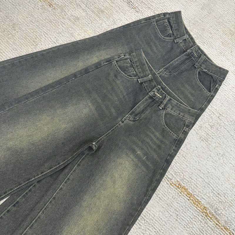 💜919JEANS💜 สีฟ้าซีดจาง กางเกงยีนส์ กางเกงยีนส์ผู้หญิง กางเกงยีน ยีนส์ เอวสูง - 5