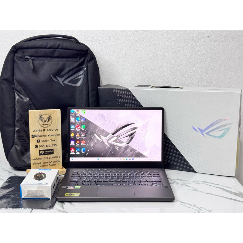 ปล่อย Asus ROG Zephyrus G14 หลุดจำนำ มือสองสภาพสวย อุปกรณ์ครบกล่อง หน้าจอติดฟิลม์กรองแสงสีฟ้า มาพร้อ