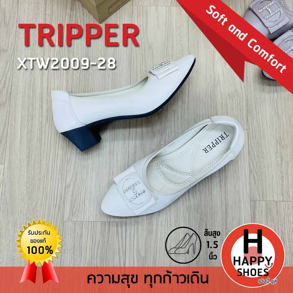 [🥇ทริปเปอร์แท้100%🔢ไซส์36-40👠ส้น 1.5 นิ้ว] TRIPPER รุ่น XTW2009-28 รองเท้าหนังหุ้มส้นหญิง รองเท้าคัทชูหญิง หนังนุ่ม