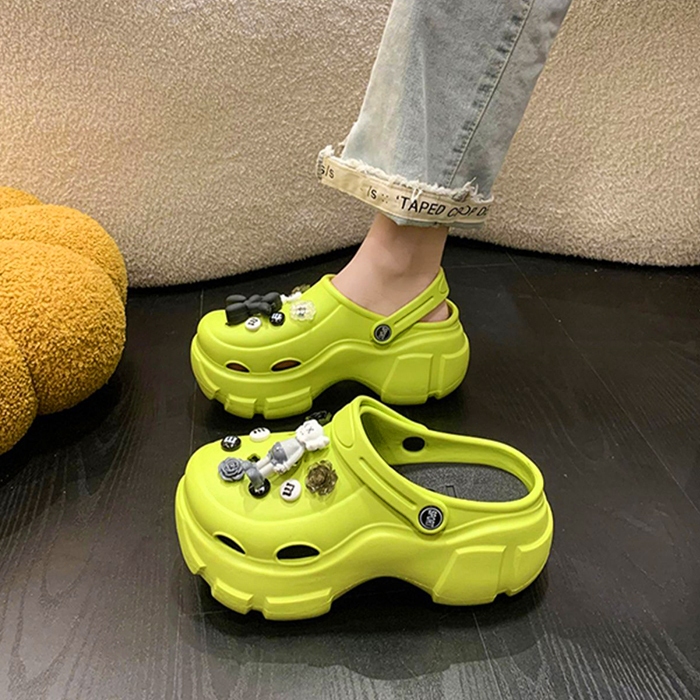 สินค้ามาใหม่ รองเท้าหัวโต รองเท้าเเฟชั่นเกาหลี   มี3 สีให้เลือก ดีไซน์  เขียว ดํา ขาว  วัสดุยาง EVA หนา นิ่ม น้ำหนักเบา - รูปที่ 4