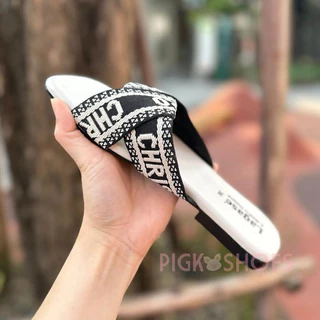 (04)รองเท้าแตะสวม DO ส้นแบน ผ้าไขว้ มี 2 สี พร้อมส่ง