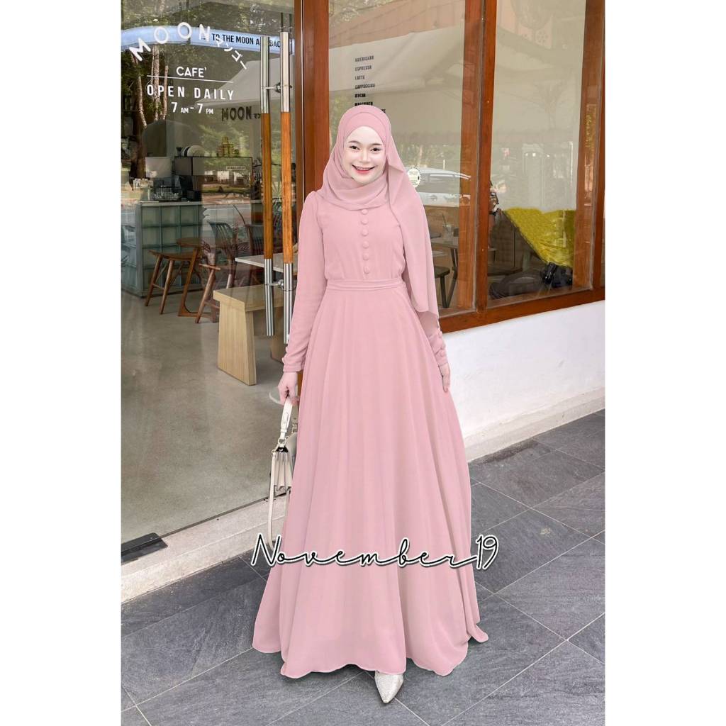 เดรส พร้อมส่ง รุ่นเลดี้ งานเนื้อผ้าชีฟอง ชุดอิสลาม เดรสมุสลิม เดรสยาวใส่เที่ยว ใส่ออกงาน