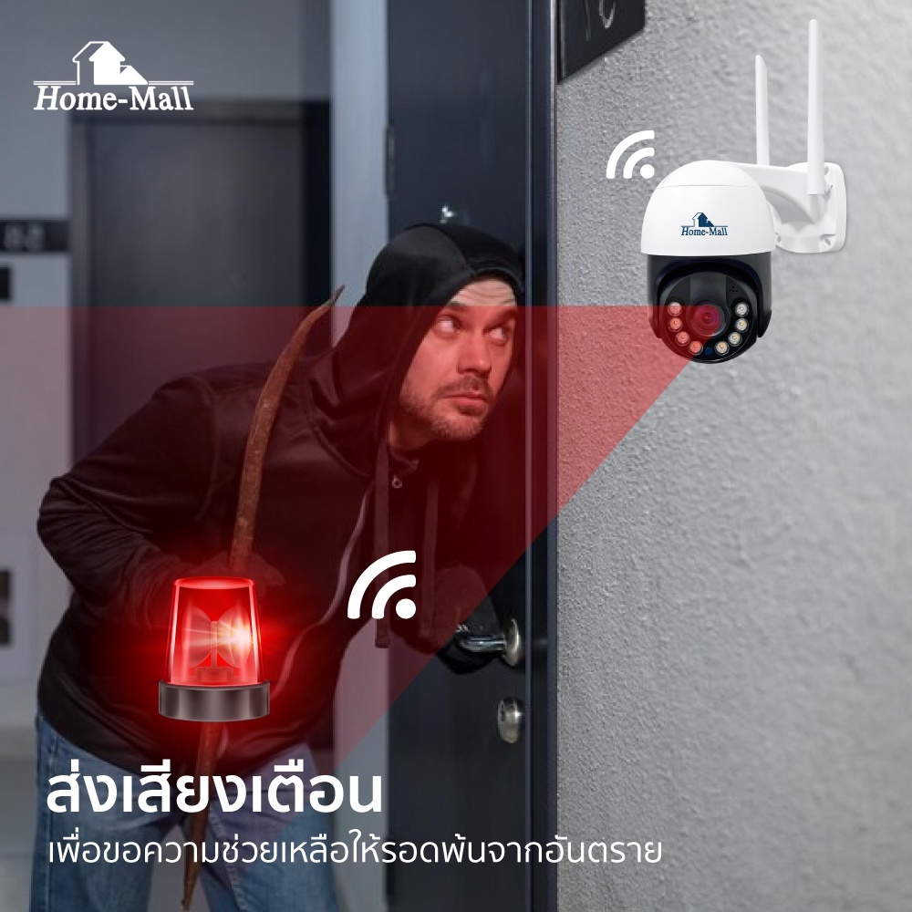 HOME-MALL กล้องวงจรปิดกันน้ำ กล้องวงจรปิด PTZ Wifi ไร้สาย ไซส์มินิ หน้าปัดดำ ip camera WIODO