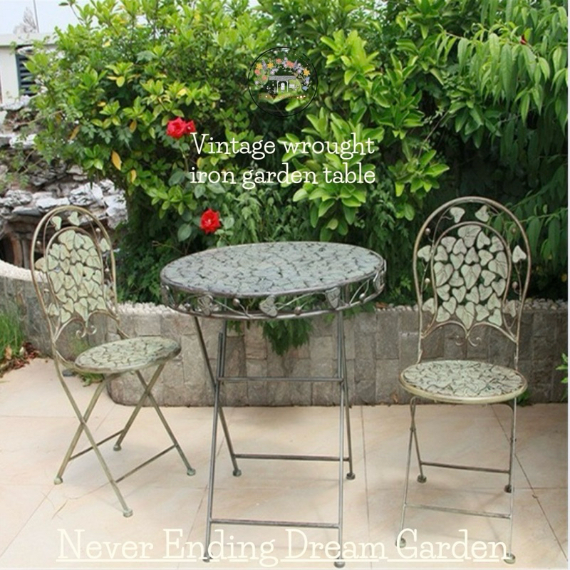 Vintage wrought iron garden table โต๊ะสนามเหล็กดัด