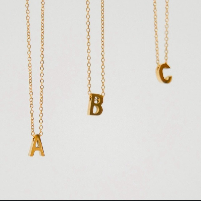 Basic Alphabet necklace  -stainless steel