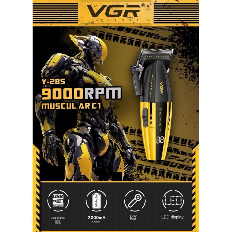 ปัตตาเลี่ยน VGR 285 ปัตตาเลี่ยนผมใหม่ร้านทําผมมืออาชีพจอแสดงผลดิจิตอลปัตตาเลี่ยนไฟฟ้า ผู้ชายแบบชาร์จ