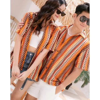 WELL เสื้อฮาวาย ผ้าทอฉลุ อก40"-52"