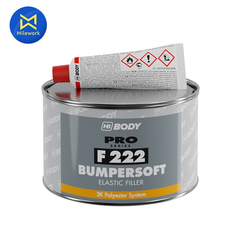 สีโป๊ว HB BODY F222 Bumper Soft (1KG) + แถมน้ำยาสีโป๊ว เกาะพลาสติกดีเยี่ยม สำหรับซ่อมกันชน (F222)