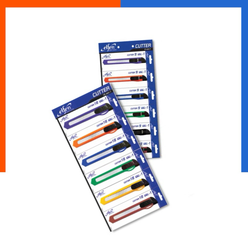 คัตเตอร์ คัตเตอร์ด้ามพลาสติก 9 มม. 9mm-1 (คละสี) Elfen เอลเฟ่น มีด มีดคัตเตอร์ ใบมีด US.Station