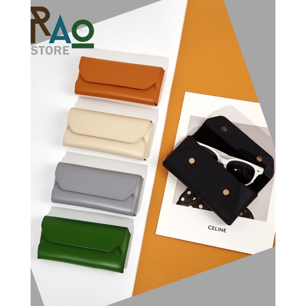 RAO Store พร้อมส่ง กล่องใส่แว่นตา วัสดุหนังPUแนวคลาสสิคหลายสี ด้านในบุกำมะหยี่  ปิดด้วยกระดุมแป๊ก ขนาดพกพาสะดวก