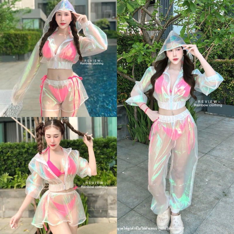 ชุดเซ็ตต้อนรับสงกรานต์ เสื้อแขนยาวมีฮู้ด ซิปหน้า เซ็กซี่สุดๆ