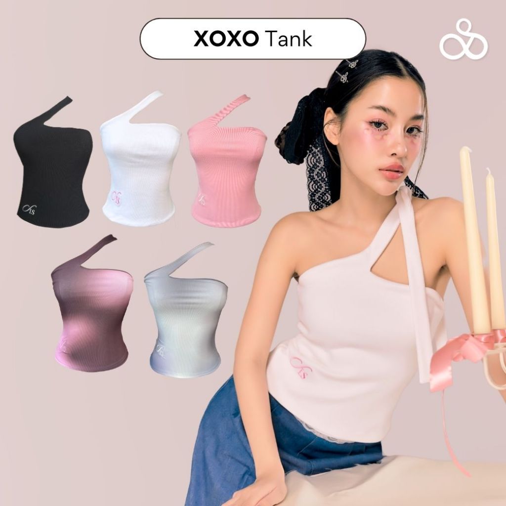 Sistersfabric - XOXO Tank เสื้อเกาะอกผูกคอแบบเฉียง ปัก SIS สามารถใส่ได้หลายแบบ