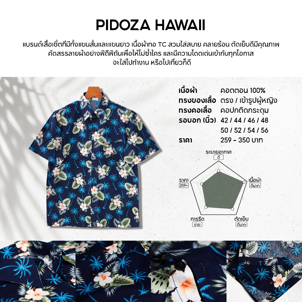 เสื้อเชิ้ตสงกรานต์ ลายดอก เสื้อคู่ ผ้าคอตตอน ผ่าข้าง