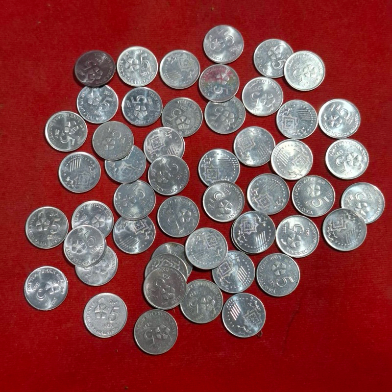 เหรียญประเทศมาเลเซีย ชุด 50 เหรียญ คละปี ลายดอกไม้ ชนิด 5 เซนต์ รายการ 21