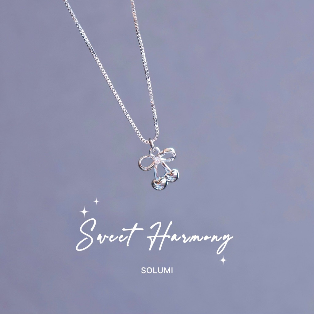 สร้อยคอรูปเชอร์รี่โบว์ SOLUMI Sweet Harmony Necklace แพ้ง่ายใส่ได้ Nickel free