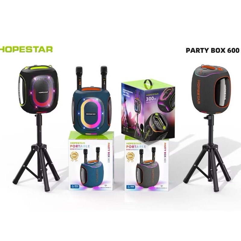 SY-Hopestar Party BOX600 ลำโพงบลูทูธ 300วัตต์ พร้อมไมค์ลอย2อัน ปรับเสียงไมค์ได้ ลำโพง6ดอก มีไฟRGB ปร