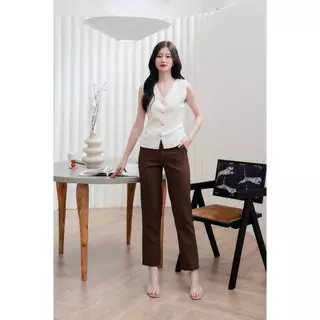 Glucoat | [T120] กางเกงขายาวกระบอกกลาง ผ้าไมโคร ตะขอหน้า ป้าย Glucoat