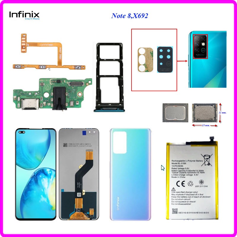 อะไหล่,จอ LCD.infinix Note 8,X692+ทัชสกรีน(Or) 6.95 นิ้ว