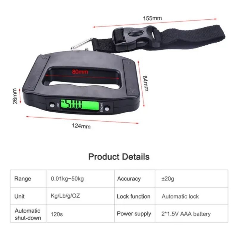 เครื่องชั่งน้ำหนักกระเป๋า พกพา เเถมถ่าน LUGGAGE SCALE รูปที่ 7