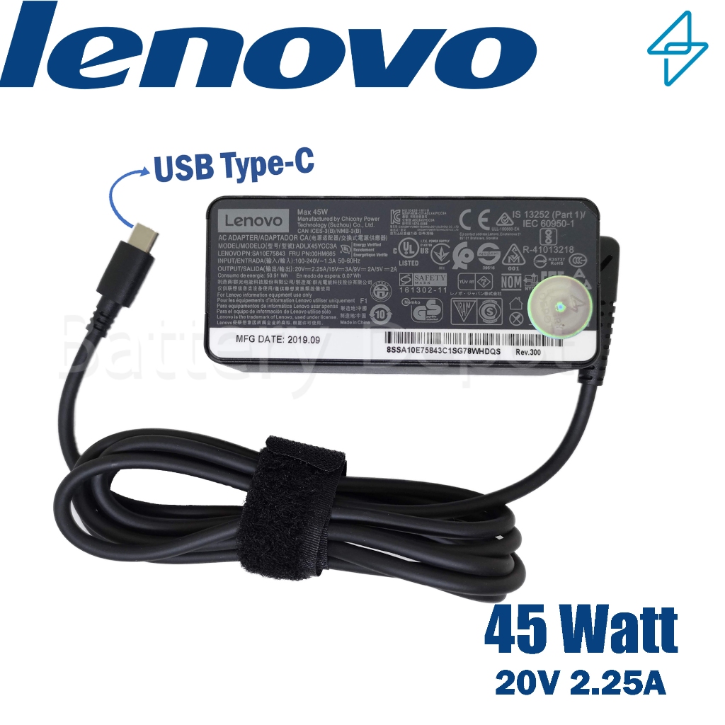 Lenovo Adapter ของแท้ 20V/2.25A 45W หัว USB Type-C สายชาร์จ อะแดปเตอร์