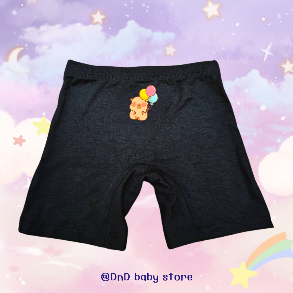 กางเกงซับในเด็กสีดำ(รุ่นใหม่หนานุ่มขึ้น) กางเกงในเด็ก กันโป๊  ลายคาปิบาร่า ขาไม่บาน ยืดหยุ่นเบาสบายไม่เข้าวิน 2-12 ปี - รูปที่ 2