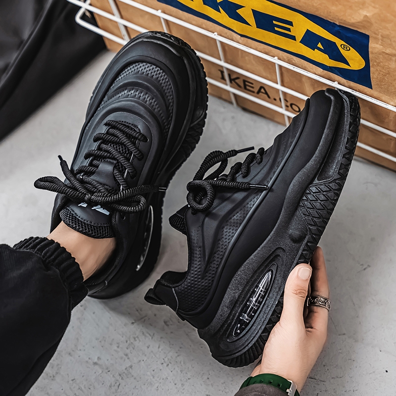 【Venous】2025 รองเท้าผู้ชายสีดำแบบกีฬา รองเท้ากีฬาแบบสบายสำหรับผู้ชายสไตล์เกาหลี รองเท้าผู้ชายแท้ คุณภาพสูง