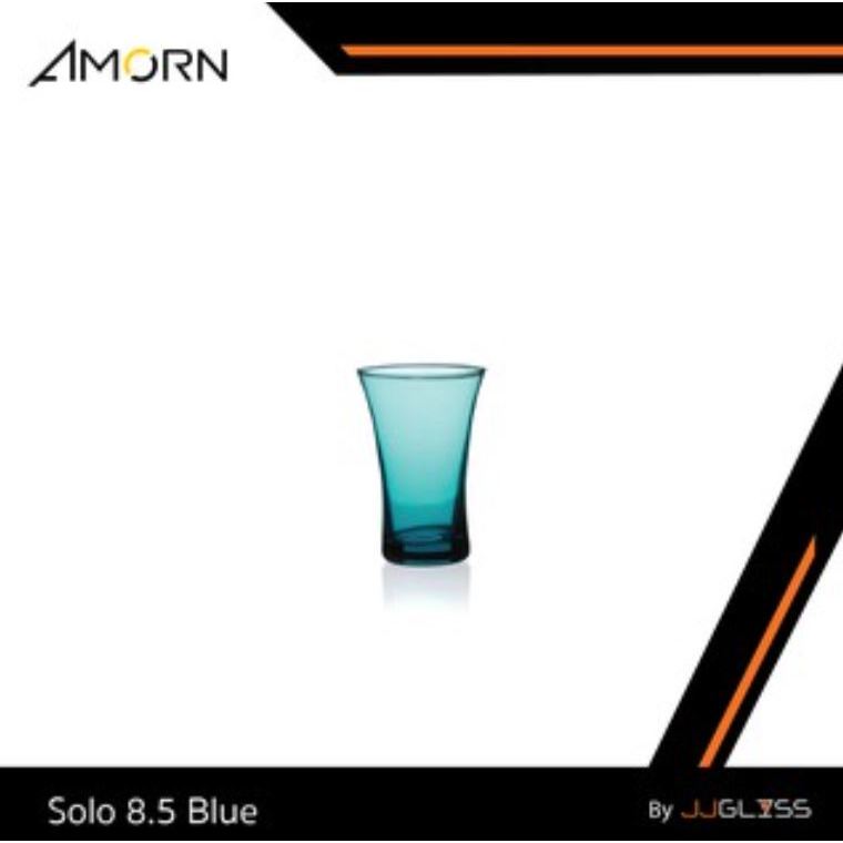 JJGLASS - ( AMORN )  Solo 8.5 Blue  - แก้วน้ำ แก้วแฮนด์เมท