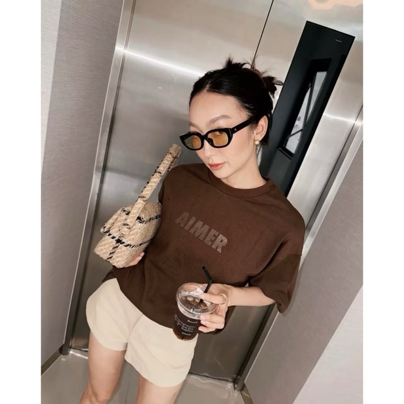✨พร้อมส่ง✨ใช้โค้ด 30% , 20% ได้ ‼️Aimer : logo T-Shirt Brown 🤎 *อ่านรายละเอียดก่อนสั่ง* // New in pack ของแท้ 💯% - รูปที่ 2
