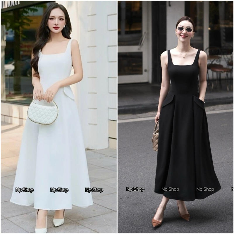 ชุดเดรสยาวคอเหลี่ยม ชุดเดรสคุณหนู