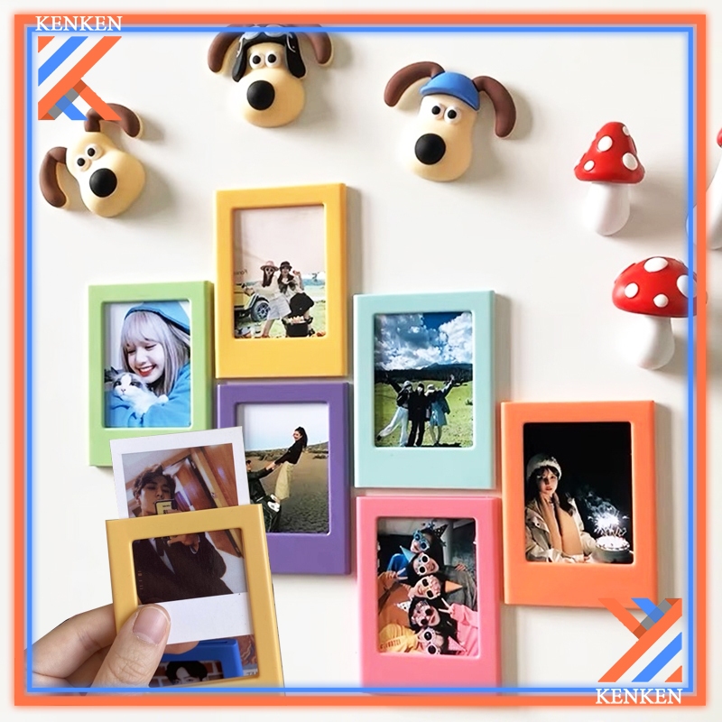 กรอบรูปแม่เหล็ก ติดตูเย็น 3 นิ้ว แบบสร้างสรรค์ สีแคนดี้ กรอบรูปมินิ ทรงสี่เหลี่ยม ตกแต่งตู้เย็น DIY