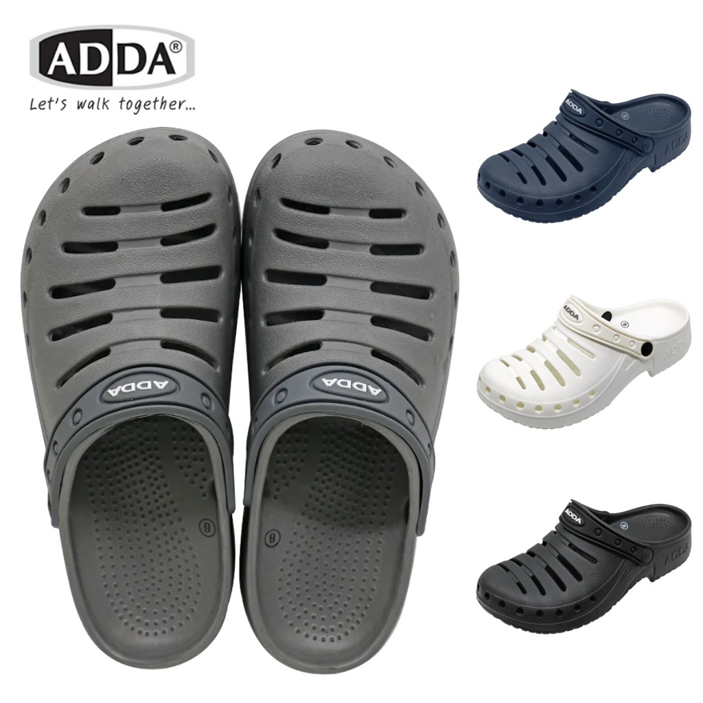 🔥ADDA 5303 รองเท้าแตะ ผู้ชาย แบบสวมหัวโต รุ่น ไซส์ 7-10 สี ดำ เทา กรม ขาว MyShoes