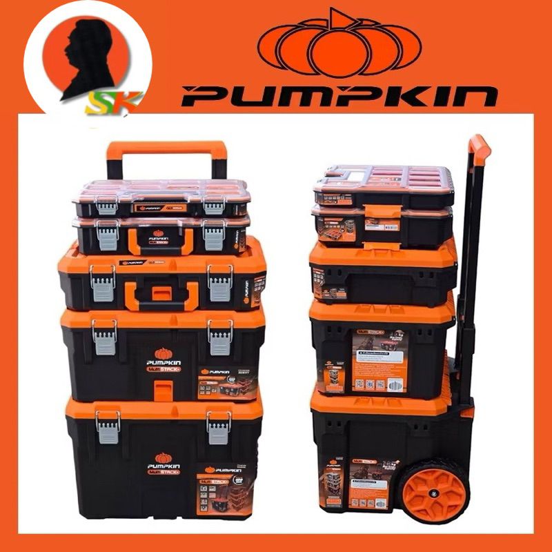 ชุดกล่องเครื่องมืออเนกประสงค์ 5ตัว/ชุด พร้อมล้อและด้ามเข็น ยี่ห้อ PUMPKIN รุ่น 20908 / PTT-MST5