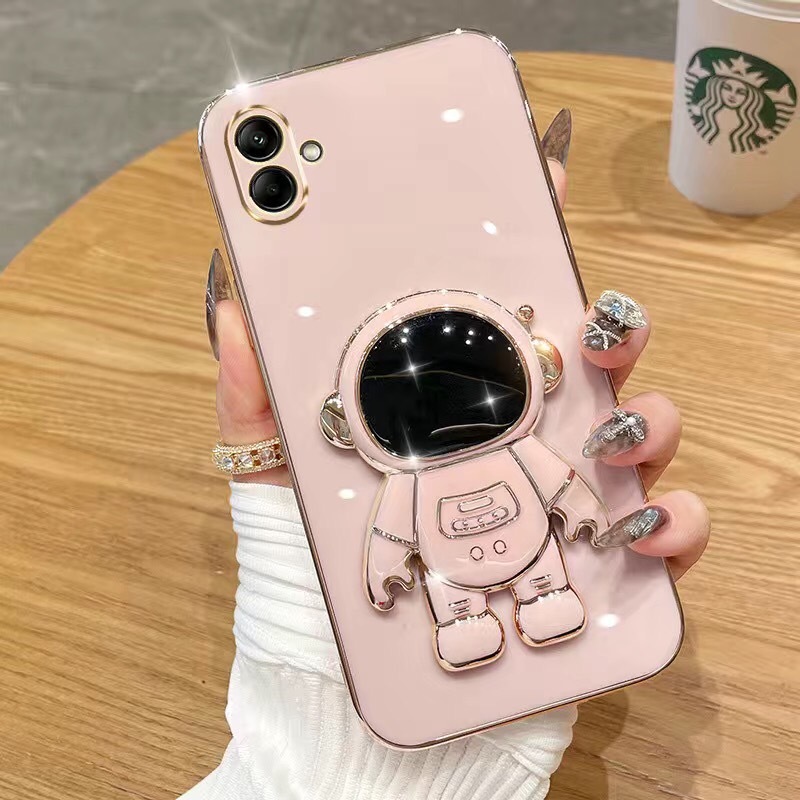 เคส สำหรับ Samsung A07 A06 A05 A04 S25FE S24FE A16 A36 A56 A17 A15 A25 A55 A35 นักบิน อวกาศ ขาตั้งได้ เคสนิ่ม สีพาสเทล