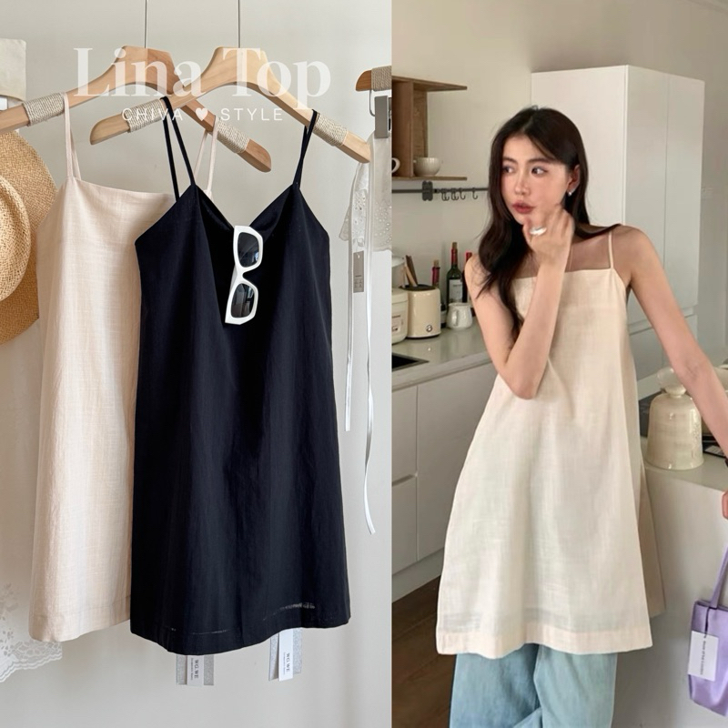-𝐂𝐡𝐢𝐯𝐚- LINA TOP | เสื้อตัวยาว มินิเดรสผ้าลินิน สไตล์มินิมอล