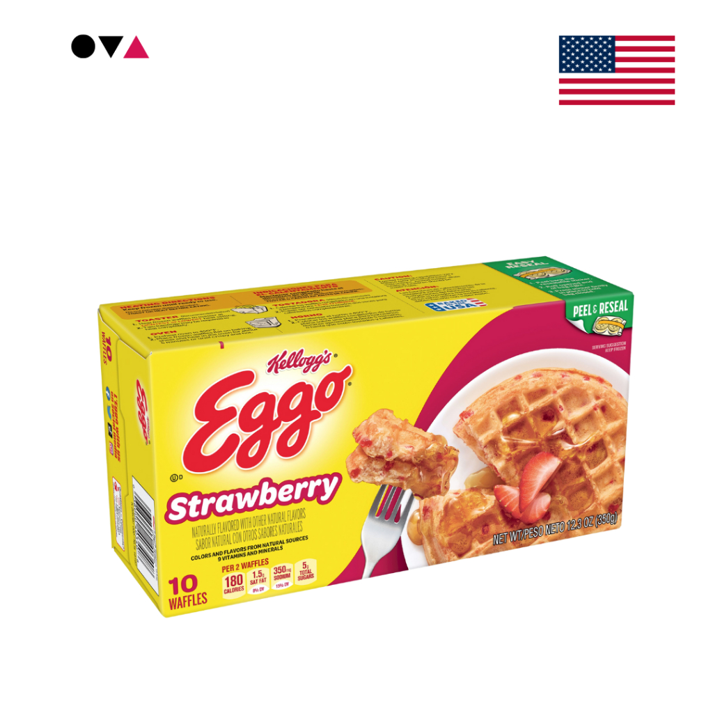 Kellogg's Eggo Strawberry Waffles 350g วาฟเฟิลสตรอว์เบอร์รี่ 10ชิ้น