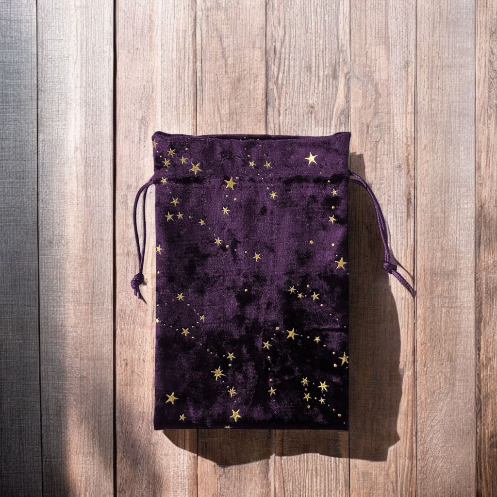 Purple Velvet Tarot Bag GALAXY ที่ใส่ไพ่ทาโรต์ ลายกาแล็กซี ถุงเก็บไพ่ยิปซี ผ้ากำมะหยี่ Tarot Pouch Cloth Pocket