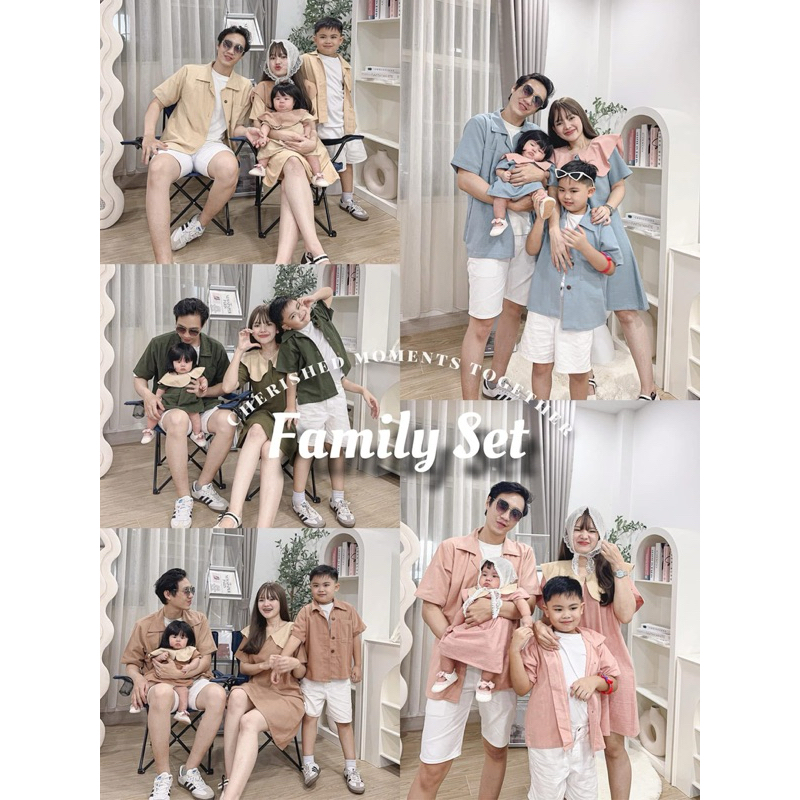 ชุดครอบครัวสีพื้น ผ้าฝ้ายกดแยกชิ้น( รุ่นมินิมอล )