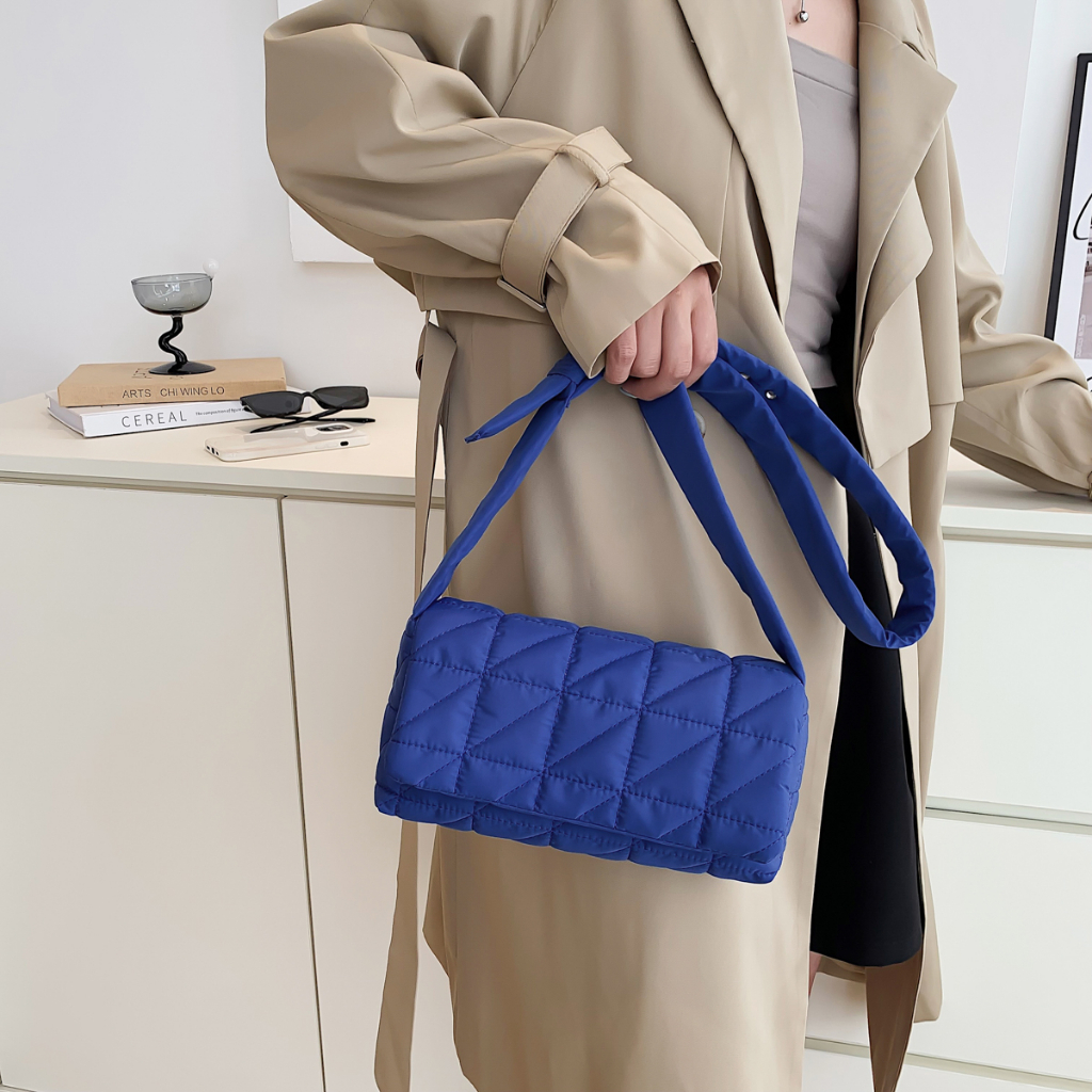 Fashion กระเป๋าสะพายไหล่ สะพายข้าง ผ้าฝ้าย ลายสก็อต สีสดใส น้ำหนักเบา B-991