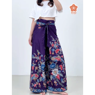 กางเกงเล ลายดอกไม้ กางเกงขายาว ขาก๊วย ใส่อยู่บ้าน ใส่นอน ใส่สบาย ชุดเที่ยวทะเล ผ้านิ่ม ฟรีไซส์