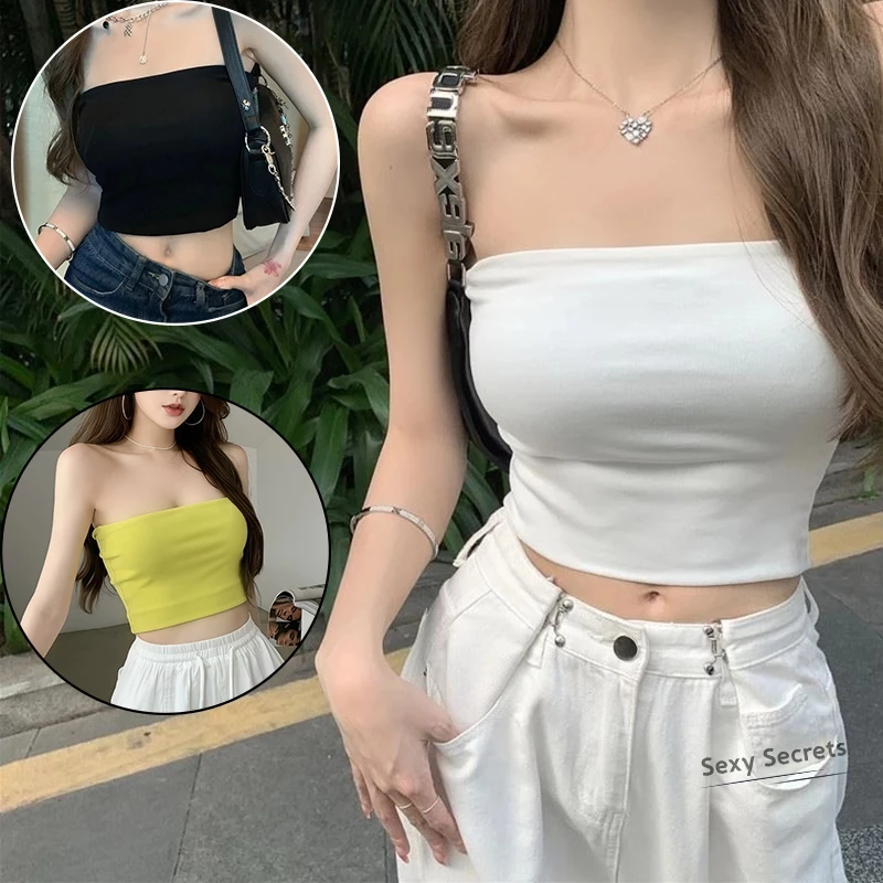 Sexy secrets⚜️⚜️เสื้อเกาะอกด้านบน ด้านบนสีทึบ🍍สีสันสดใส🍌ไม่มีแผ่นรองหน้าอก สิ่งจำเป็นสำหรับหน้าร้อน
